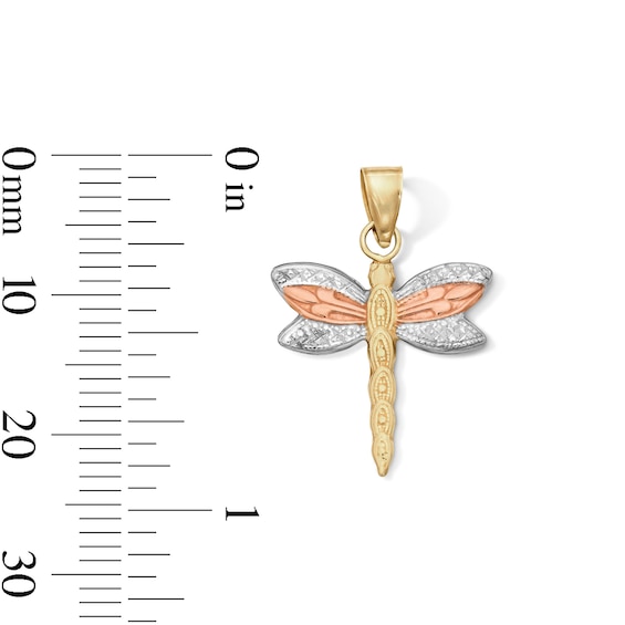 10K Gold Bonded Dragonfly Tri-Tone Charm