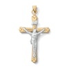 Thumbnail Image 1 of 10K Hollow Gold Bonded Two-Tone Crucifix Necklace Charm