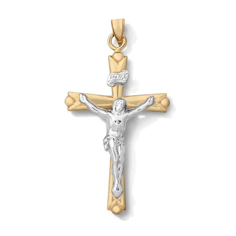 Main Image 1 of 10K Hollow Gold Bonded Two-Tone Crucifix Necklace Charm