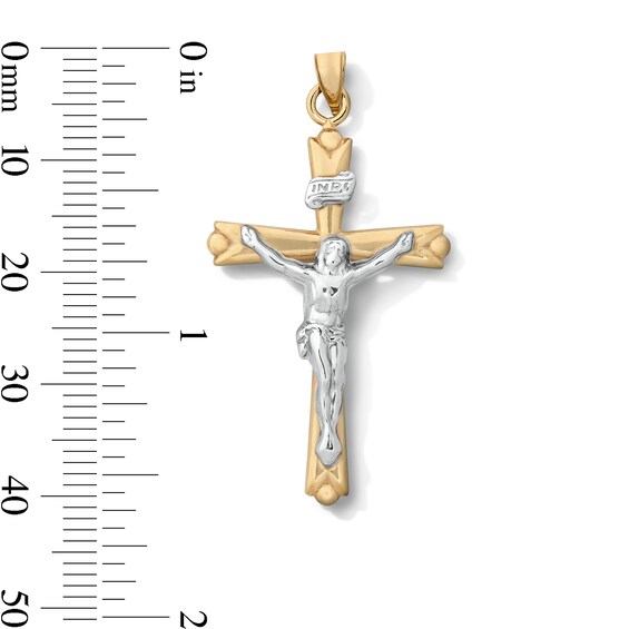 10K Hollow Gold Bonded Two-Tone Crucifix Necklace Charm