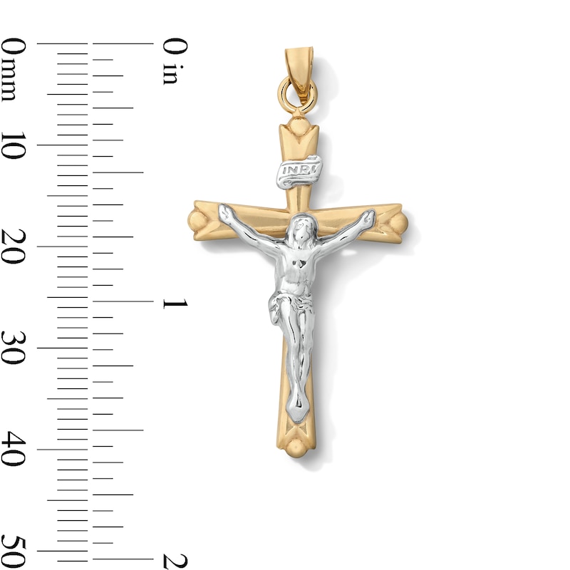 Main Image 2 of 10K Hollow Gold Bonded Two-Tone Crucifix Necklace Charm