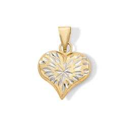 10K Hollow Gold Bonded Starburst Heart Necklace Charm