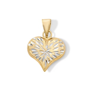 10K Hollow Gold Bonded Starburst Heart Necklace Charm