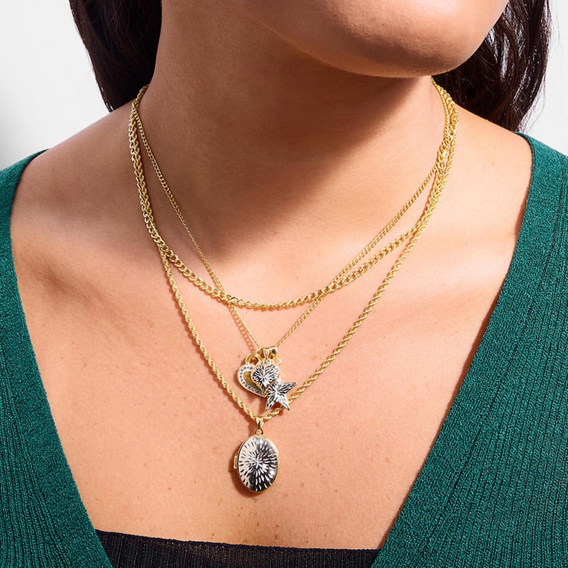 Main Image 2 of 10K Hollow Gold Bonded Starburst Heart Necklace Charm