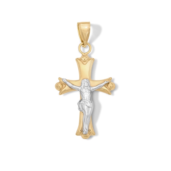 10K Gold Bonded Crucifix Cross Two-Tone Charm