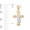 Thumbnail Image 2 of 10K Hollow Gold Bonded Crucifix Cross Two-Tone Necklace Charm