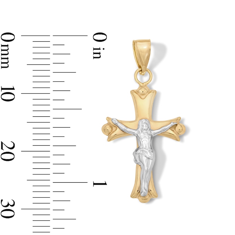 Main Image 2 of 10K Hollow Gold Bonded Crucifix Cross Two-Tone Necklace Charm