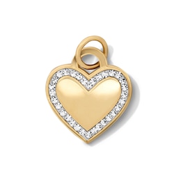 10K Hollow Gold Bonded Resin Crystal Heart Necklace Charm