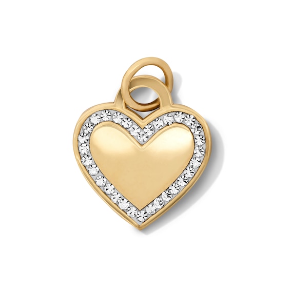 10K Hollow Gold Bonded Crystal Heart Necklace Charm