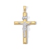 Thumbnail Image 1 of 10K Hollow Gold Bonded Crystal Crucifix Cross Two-Tone Necklace Charm