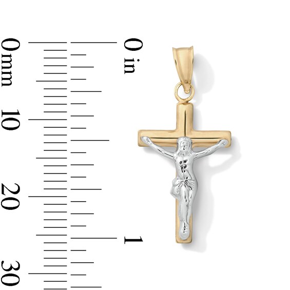 10K Hollow Gold Bonded Two-Tone Crucifix Cross Necklace Charm
