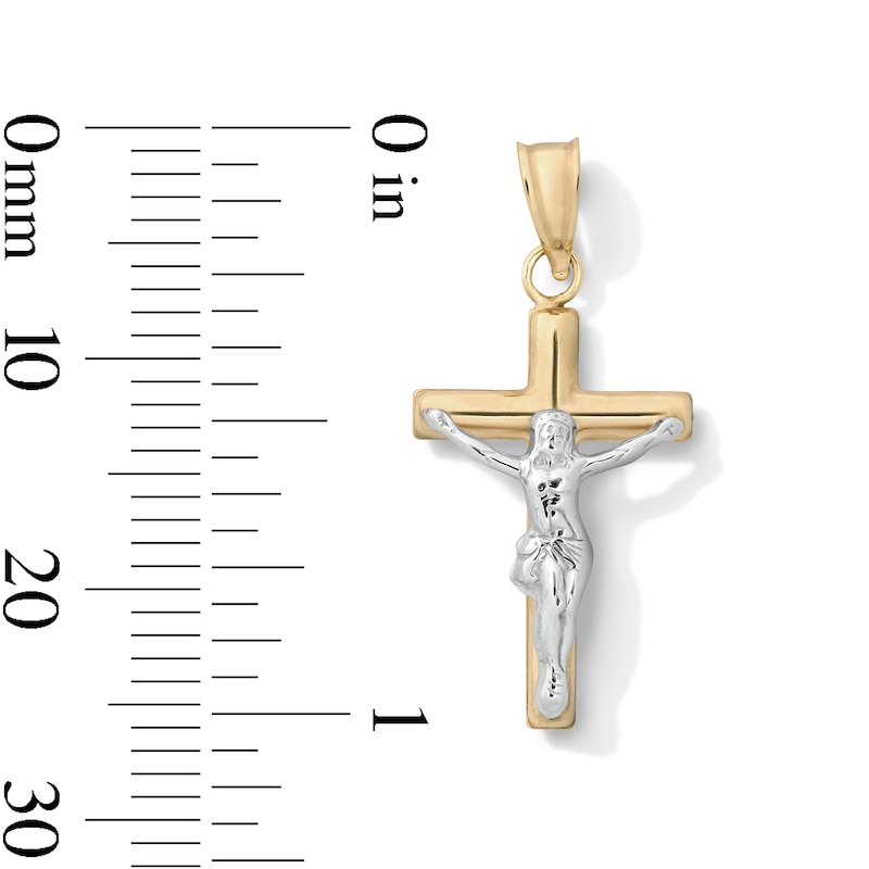 Main Image 2 of 10K Hollow Gold Bonded Two-Tone Crucifix Cross Necklace Charm