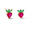 Thumbnail Image 1 of 10K Solid Gold Lab-Created Ruby and CZ Strawberry Studs
