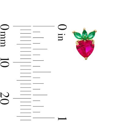 10K Solid Gold Lab-Created Ruby and CZ Strawberry Studs
