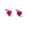 Thumbnail Image 1 of 10K Solid Gold Lab-Created Ruby and CZ Apple Studs