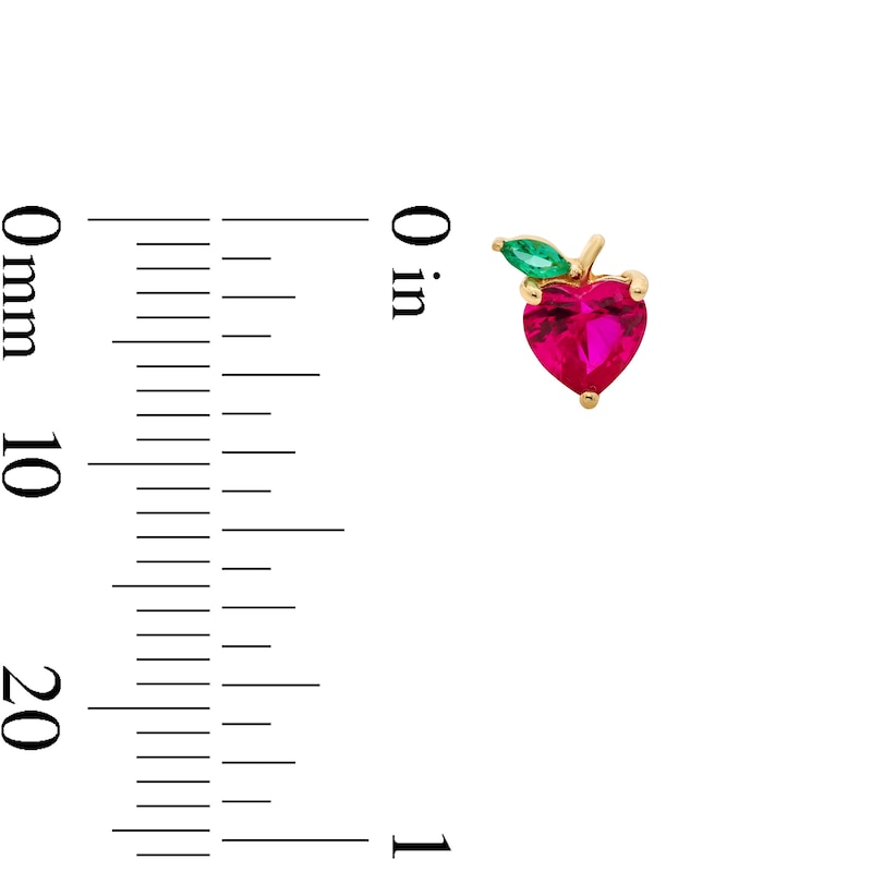 Main Image 3 of 10K Solid Gold Lab-Created Ruby and CZ Apple Studs