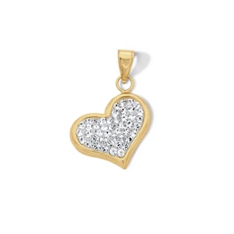 10K Semi-Solid Gold Bonded Crystal Heart Necklace Charm