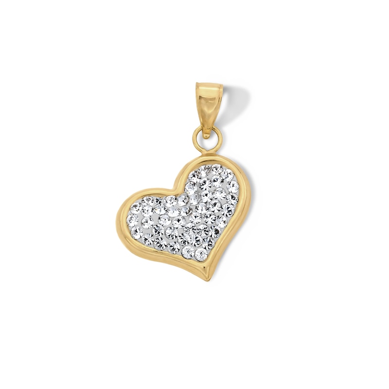 Main Image 1 of 10K Semi-Solid Gold Bonded Crystal Heart Necklace Charm