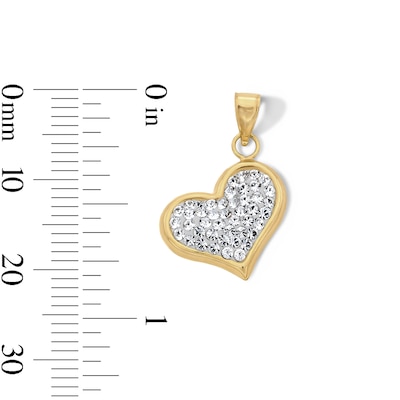 10K Semi-Solid Gold Bonded Crystal Heart Necklace Charm