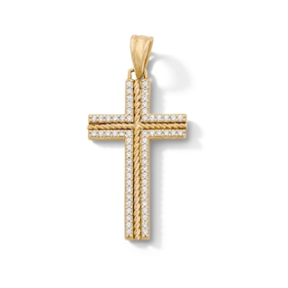 14K Gold Plated CZ Cross Necklace Charm