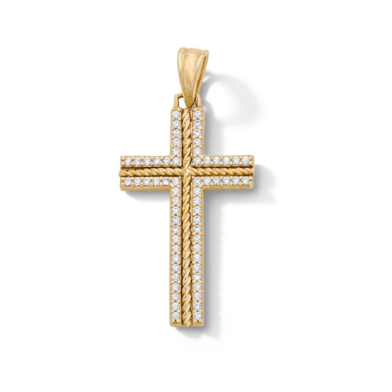 14K Gold Plated CZ Cross Necklace Charm