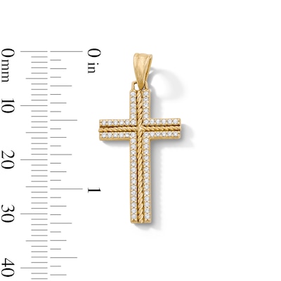 14K Gold Plated CZ Cross Necklace Charm