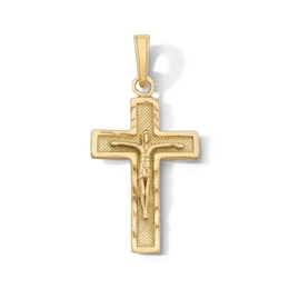 14K Gold Plated Textured Crucifix Cross Charm