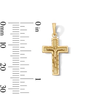 14K Gold Plated Textured Crucifix Cross Charm