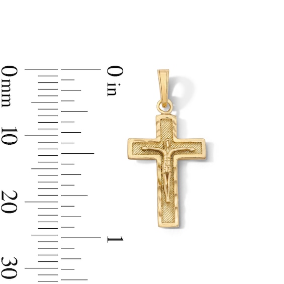 14K Gold Plated Textured Crucifix Cross Charm