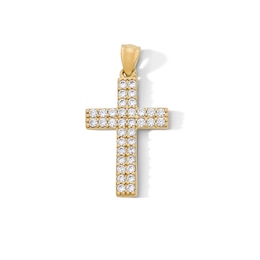 14K Gold Plated CZ Cross Necklace Charm