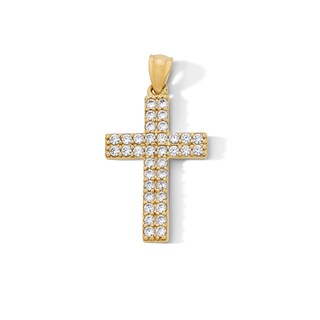 14K Gold Plated CZ Cross Charm