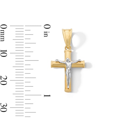 14K Gold Plated Crucifix Two-Tone Charm