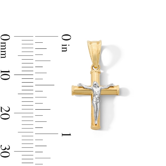 14K Gold Plated Crucifix Two-Tone Charm