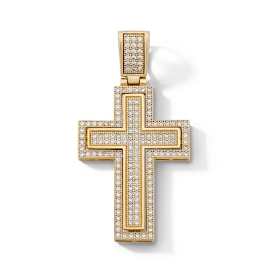 14K Gold Plated CZ Pavé Cross Necklace Charm