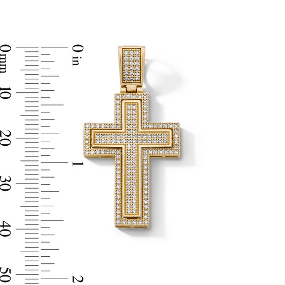 14K Gold Plated CZ Pavé Cross Necklace Charm