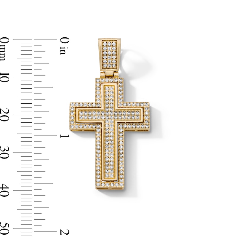 Main Image 2 of 14K Gold Plated CZ Pavé Cross Necklace Charm