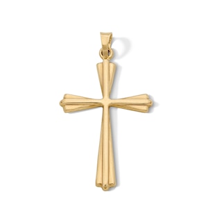 14K Gold Plated Flared Cross Necklace Charm