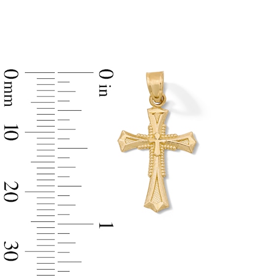 14K Gold Plated Textured Cross Necklace Charm
