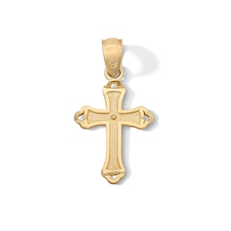 14K Gold Plated Budded End Cross Charm