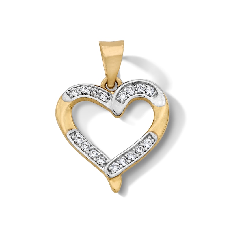 Main Image 1 of 14K Gold Plated CZ Heart Necklace Charm