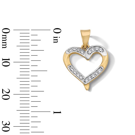 14K Gold Plated CZ Heart Necklace Charm