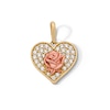 Thumbnail Image 1 of 14K Gold Plated Two-Tone CZ Heart and Rose Charm