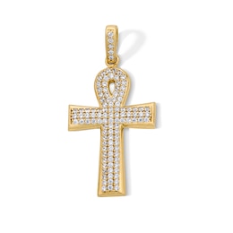 14K Gold Plated CZ Ankh Necklace Charm