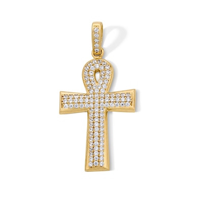 14K Gold Plated CZ Ankh Necklace Charm