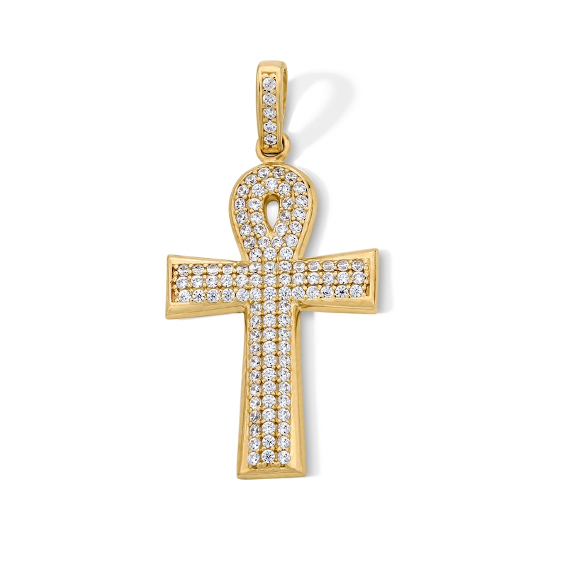 Main Image 1 of 14K Gold Plated CZ Ankh Necklace Charm