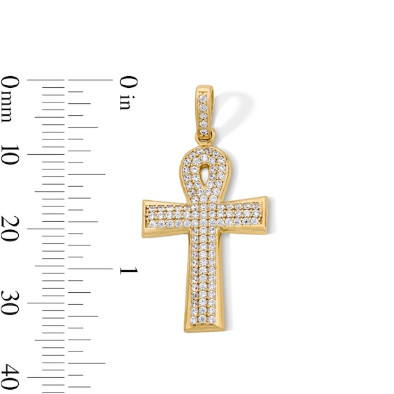 14K Gold Plated CZ Ankh Necklace Charm