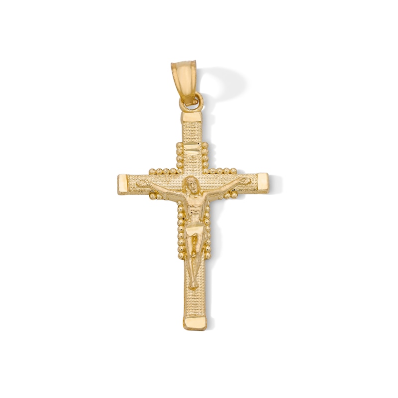 14K Gold Plated Beaded Crucifix Necklace Charm