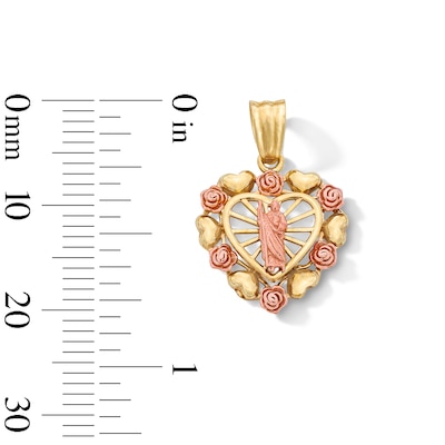 14K Gold Plated St. Jude Rose Heart Two-Tone Necklace Charm