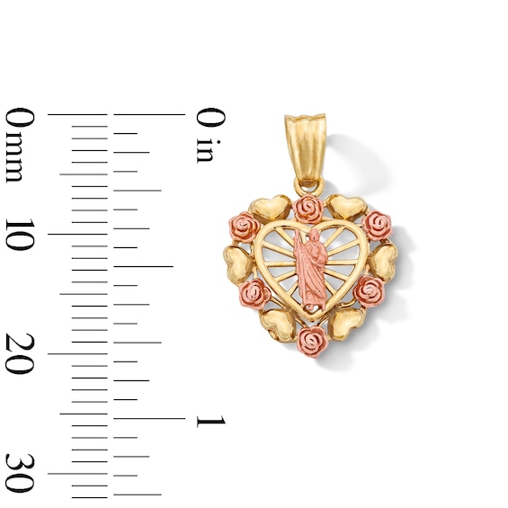 14K Gold Plated St. Jude Rose Heart Two-Tone Necklace Charm