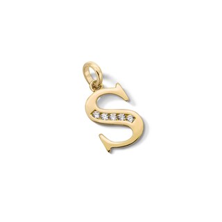 14K Yellow Gold Plate CZ Initial “S” Charm